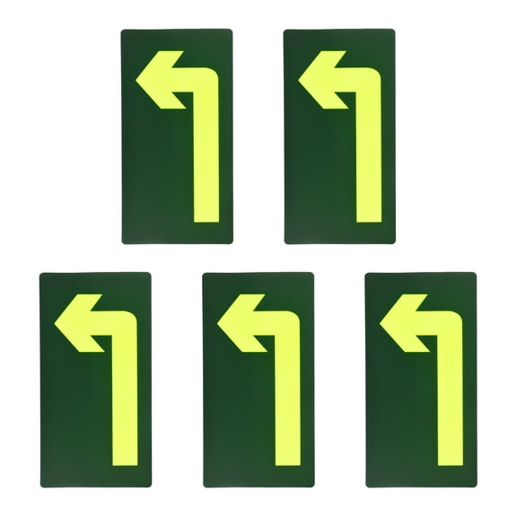 Uxcell Glowing Arrow Sticker, (11" x 6", Green) (5 Pcs), Glow in the Dark Exit Sign Decals Removable Turn Left Sign Directional Decal, Suit for - Floor/Wall Marking