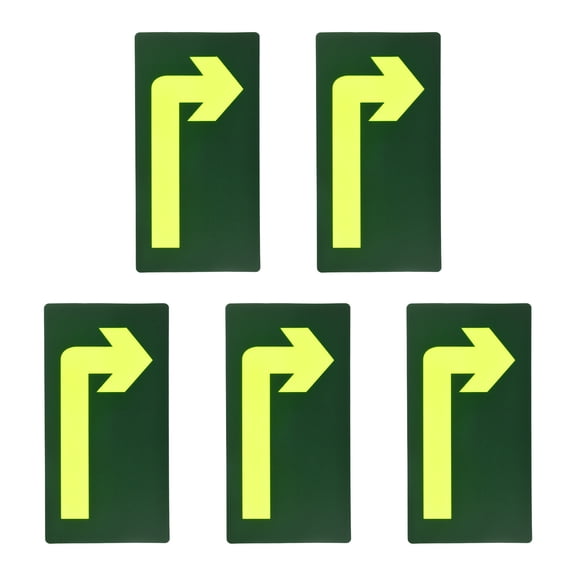 Uxcell Glowing Arrow Sticker, (11" x 6", Green) (5 Pcs), Glow in the Dark Exit Sign Decals Removable Turn Right Sign Directional Decal, Suit for - Floor/Wall Marking