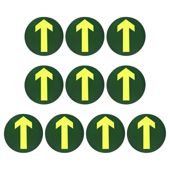 Uxcell Glowing Arrow Sticker, (7.7" Dia, Green) (10 Pcs), Glow in the Dark Exit Sign Decals Removable Round Go Straight Directional Decal, Suit for - Floor/Wall Marking