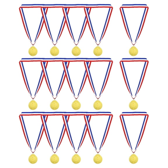 Uxcell Gold Award Medals, 1st Style Winner Medals with Neck Ribbon, Golden 15Pcs