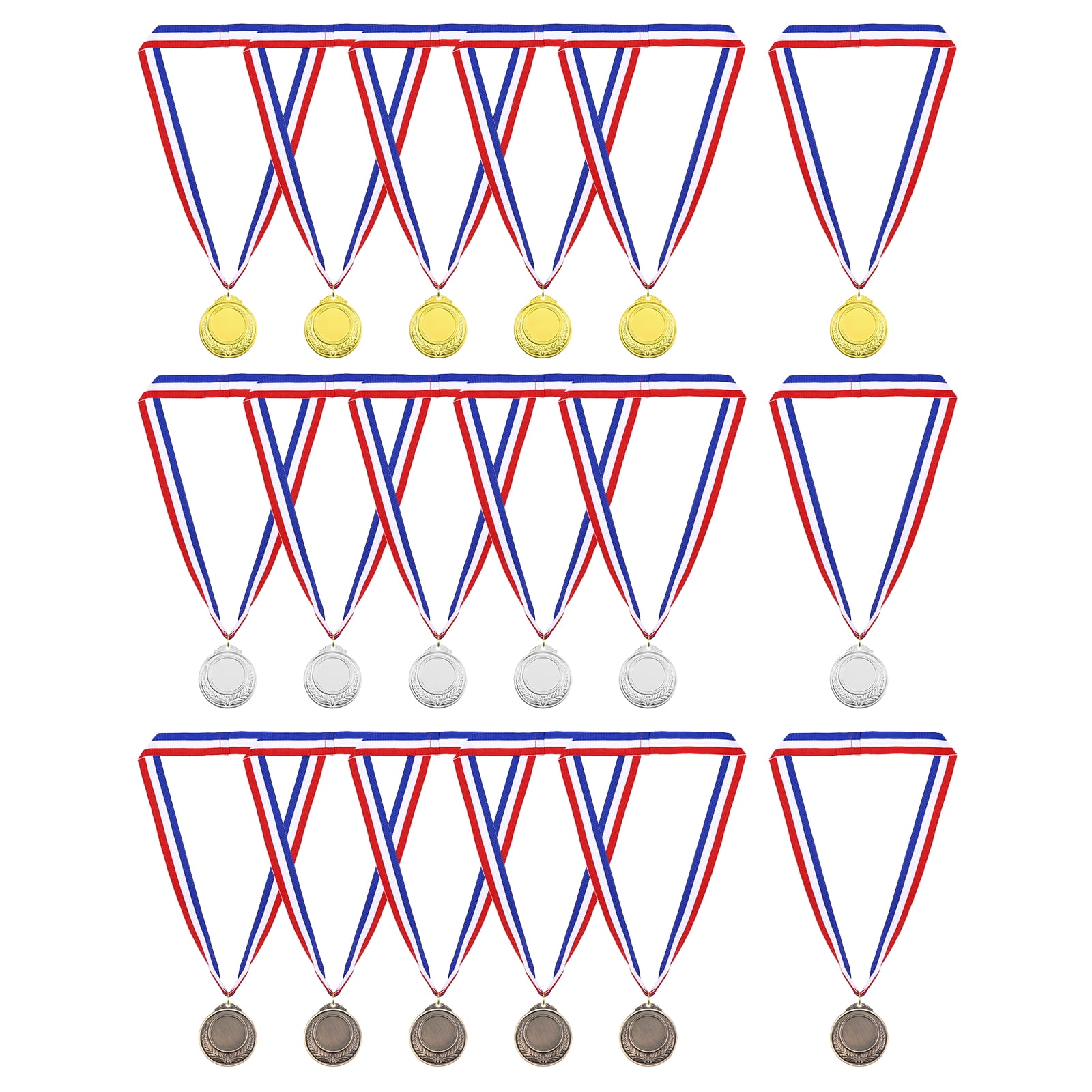 Uxcell Gold Award Medals, Blank  Style Winner Medals with Neck Ribbon, 3 Color 18Pcs
