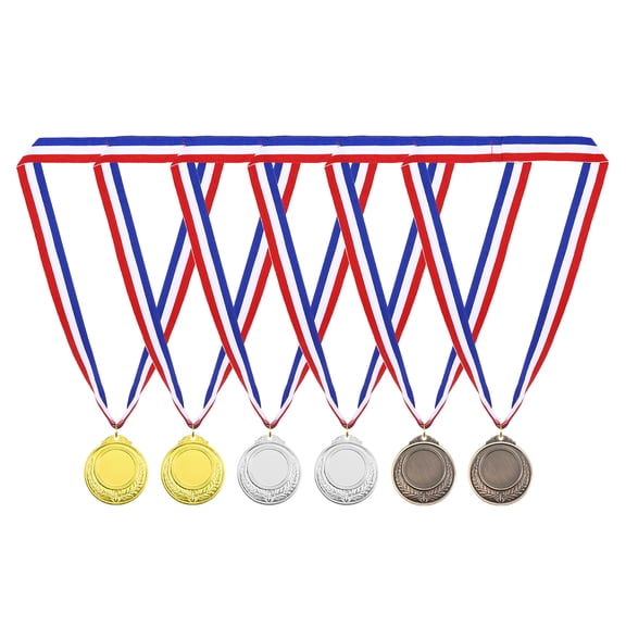 Uxcell Gold Award Medals, Blank  Style Winner Medals with Neck Ribbon, 3 Color 6Pcs