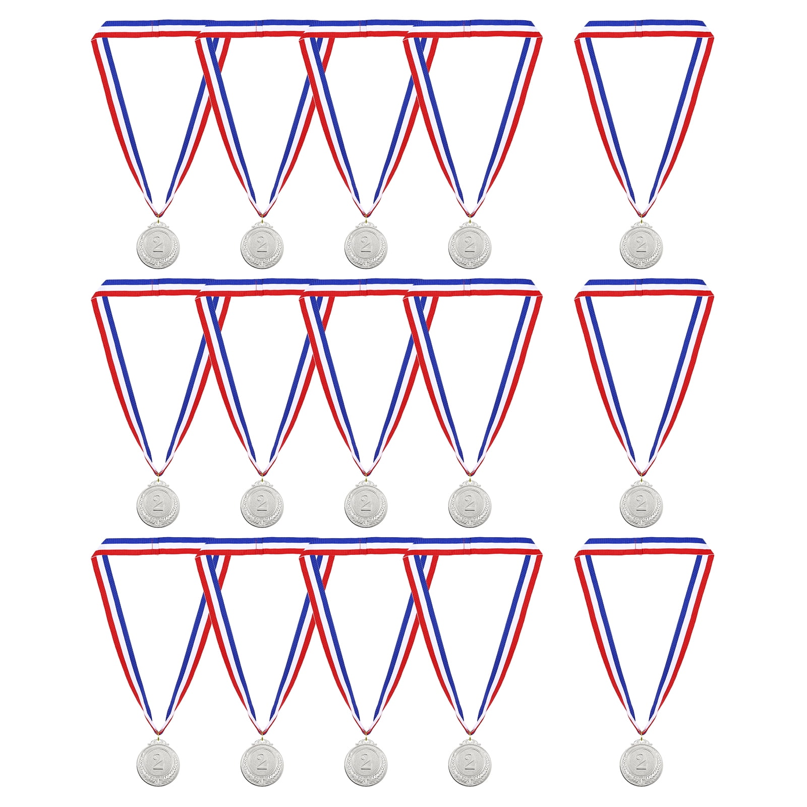 Uxcell Gold Award Medals, Blank  Style Winner Medals with Neck Ribbon, Silver 15Pcs
