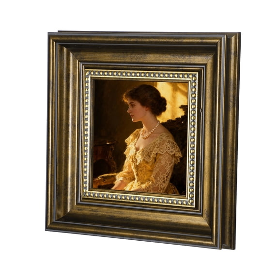 Uxcell Gold Brown Square Photo Frame, 8.5x8.5 Inch Resin Photo Frame Tabletop Display & Wall Mounted for Pictures Certificates Home Office Decor, Suits for 12.7x12.7cm Photo