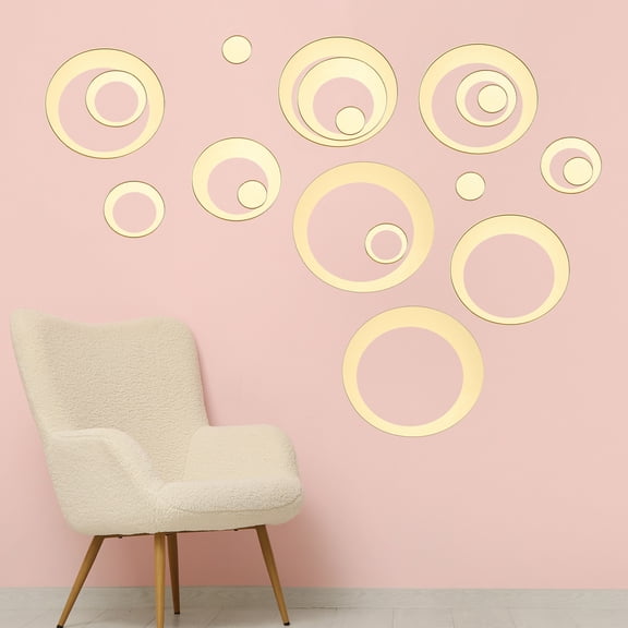 Uxcell Gold Circle Wall Mirror Stickers for Walls, Home, Mirrors Decals