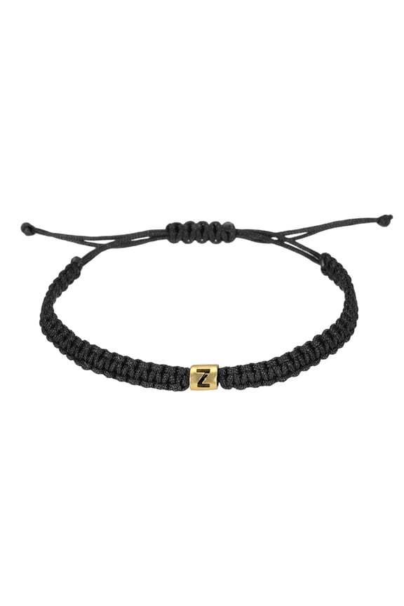 Gold Initial Bracelets for Men, Adjustable Handmade Rope Braided Initial String Bracelets for Women Men Matching Couple Gifts Friendship(Black, Z)