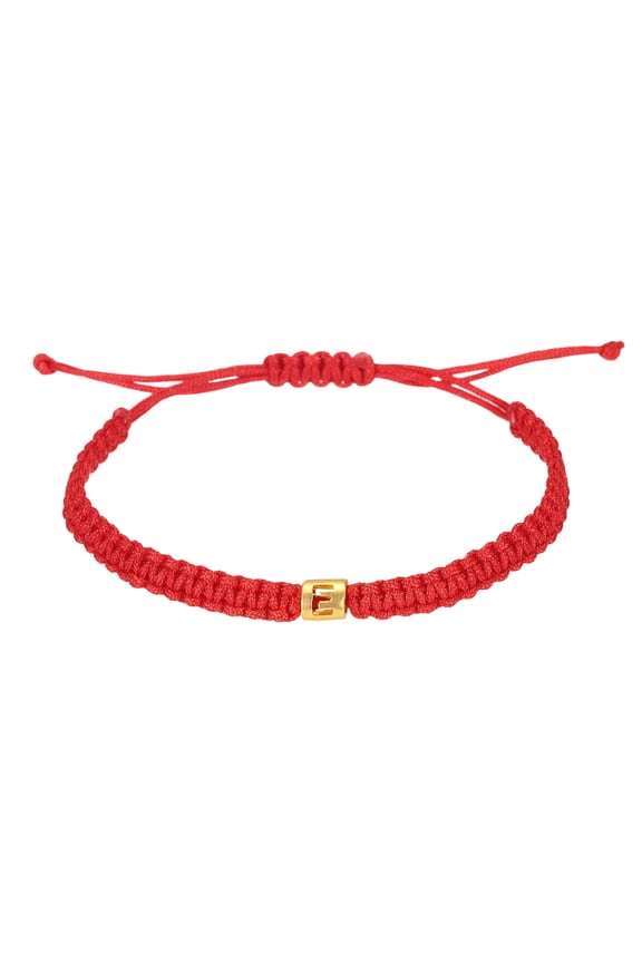 Gold Initial Bracelets for Men, Adjustable Handmade Rope Braided Initial String Bracelets for Women Men Matching Couple Gifts Friendship(Red, E)
