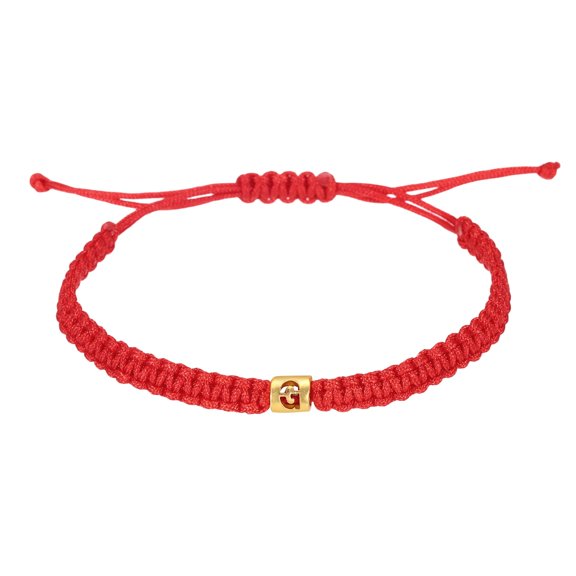 Uxcell Gold Initial Bracelets for Men, Adjustable Handmade Rope Braided Initial String Bracelets for Women Men Matching Couple Gifts Friendship(Red, G)