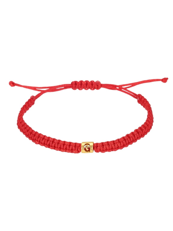 Gold Initial Bracelets for Men, Adjustable Handmade Rope Braided Initial String Bracelets for Women Men Matching Couple Gifts Friendship(Red, G)