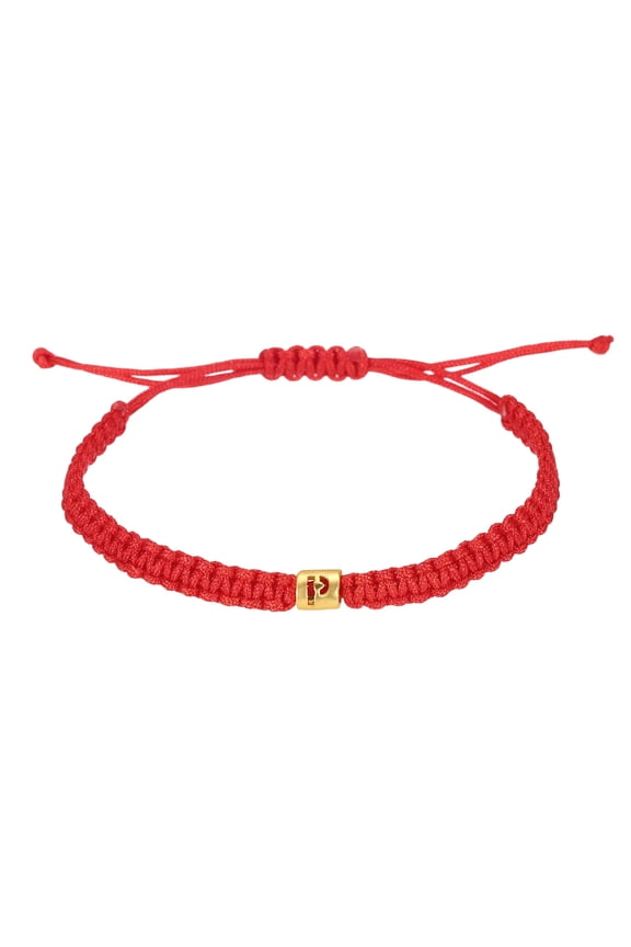 Gold Initial Bracelets for Men, Adjustable Handmade Rope Braided Initial String Bracelets for Women Men Matching Couple Gifts Friendship(Red, P)