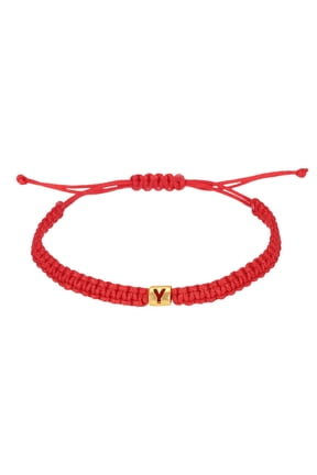 Gold Initial Bracelets for Men, Adjustable Handmade Rope Braided Initial String Bracelets for Women Men Matching Couple Gifts Friendship(Red, Y)