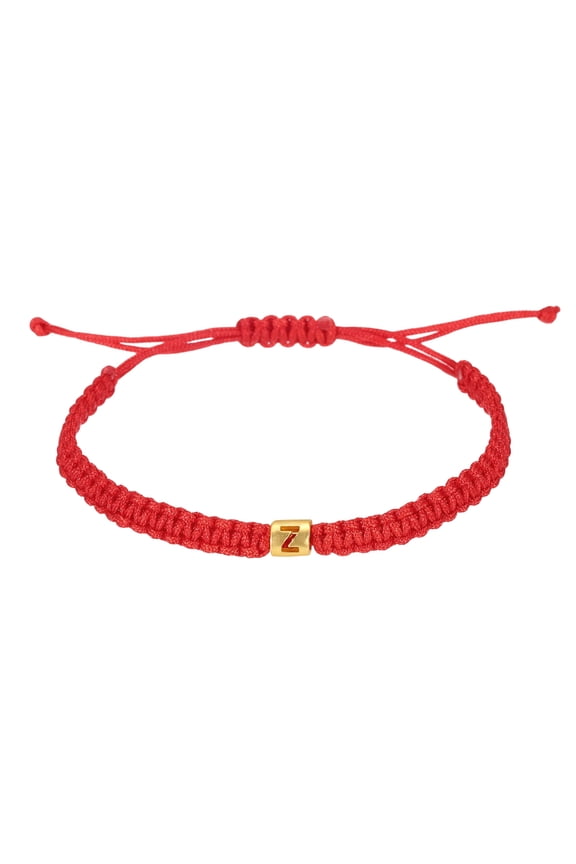Gold Initial Bracelets for Men, Adjustable Handmade Rope Braided Initial String Bracelets for Women Men Matching Couple Gifts Friendship(Red, Z)