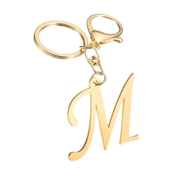 Uxcell Cute Gold Initial Letter Keychain Stainless Steel Letter m Keychains Alphabet A-Z Key Rings for Women Handbag