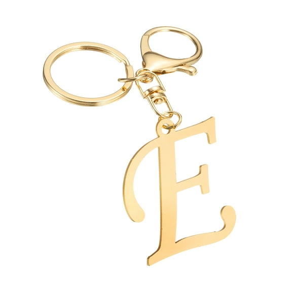 Uxcell Cute Gold Initial Letter Keychain Stainless Steel Letter E Keychains for Women Handbag