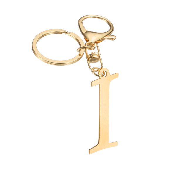 Uxcell Cute Gold Initial Letter Keychain Stainless Steel Letter I Keychains for Women Handbag
