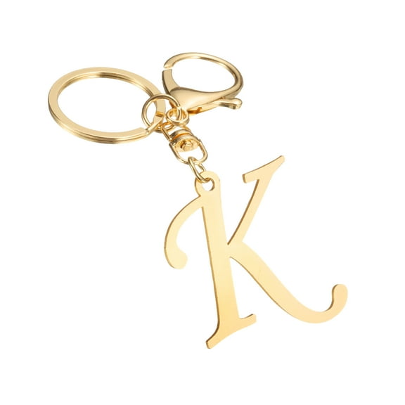 Uxcell Cute Gold Initial Letter Keychain Stainless Steel Letter K Keychains Alphabet A-Z Key Rings for Women Handbag