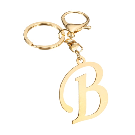 Uxcell Cute Gold Initial Letter Keychain Stainless Steel Letter B Keychains for Women Handbag