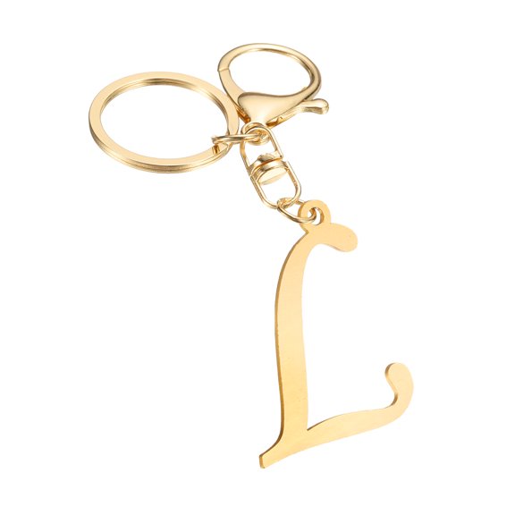 Uxcell Cute Gold Initial Letter Keychain Stainless Steel Letter L Keychains for Women Handbag