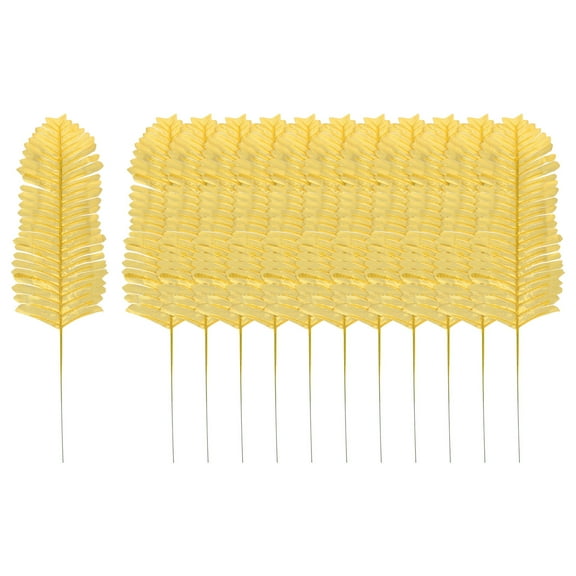Uxcell Gold Palm Leaves, 24 Pack Artificial Palm Leaves Faux Palm Fronds Fake Palm Leaf Tree Leaves, Style 15