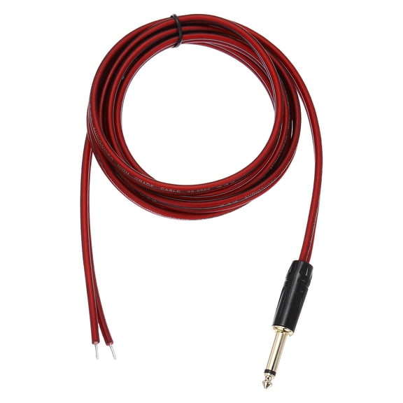 Uxcell Gold Plated TS Mono Plug Cable, 6.6ft (2 Meter) TS Mono Plug to Bare Wire Open End Speaker Cable for Speaker, Guitar, Scanner, Audio Equipment