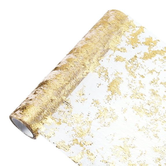 Uxcell Gold Table Runner 11" x 180", Metallic Foil Thin Mesh