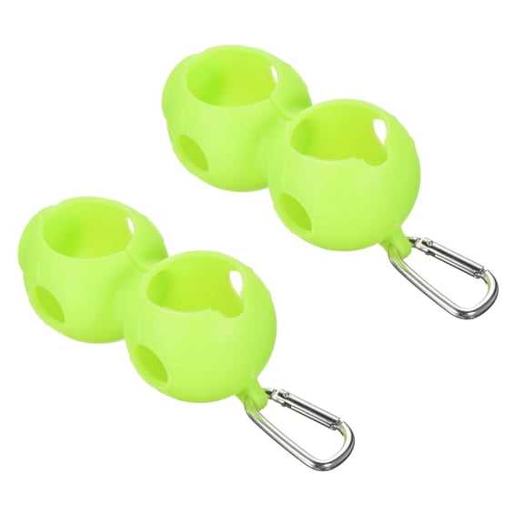 Uxcell Golf Ball Holder Silicone 2 Balls Protective Carrier with Buckle Green 2Pcs
