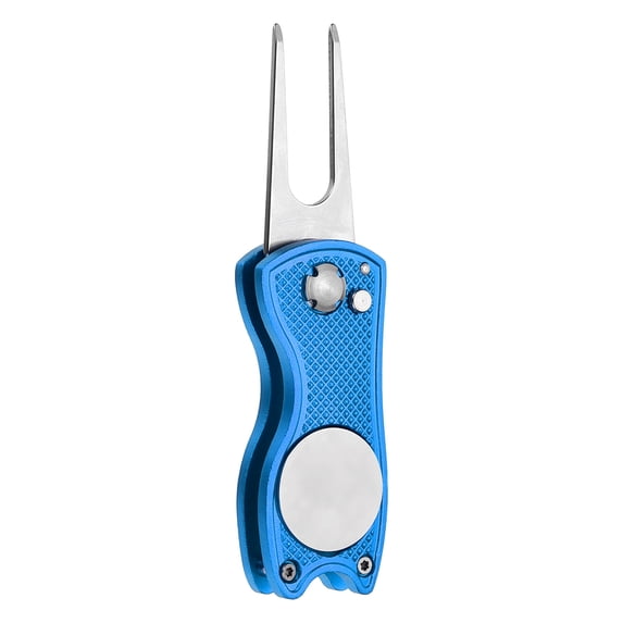 Uxcell Golf Divot Repair Tool Foldable Metal Golf Green Divot Tool with Magnetic Ball Marker Blue