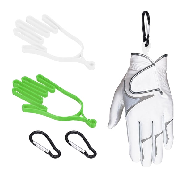 Uxcell Golf Gloves Stretcher, 2 Pcs Plastic Keeper Support Rack Holder Dryer Hanger Frame with Hanging Hooks for Men Women Sports Gloves Maintenance, Green/White