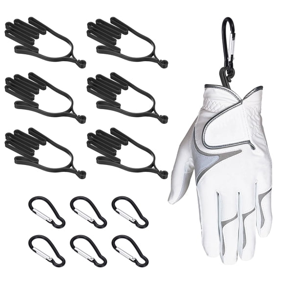 Uxcell Golf Gloves Stretcher, 6 Pcs Plastic Keeper Support Rack Holder Dryer Hanger Frame with Hanging Hooks for Men Women Sports Gloves Maintenance, Black