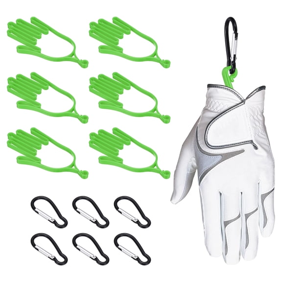 Uxcell Golf Gloves Stretcher, 6 Pcs Plastic Keeper Support Rack Holder Dryer Hanger Frame with Hanging Hooks for Men Women Sports Gloves Maintenance, Green