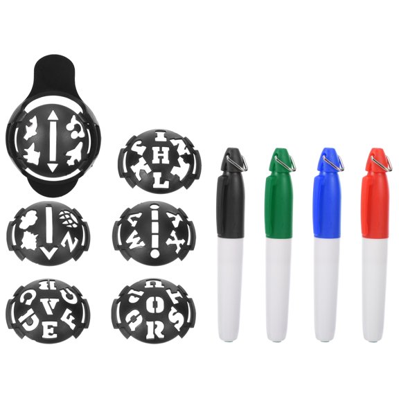 Uxcell Golf Line Marker, Golf Drawing Stencils Marker Tool with 4 Pens for Golfer, Black