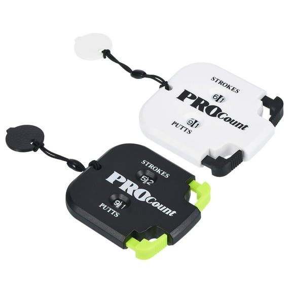 Uxcell Golf Score Counter 2 Digits Scoring Keeper Mini Golf Shot Stroke Counter, White+Black, Black+Green, 2 Pack