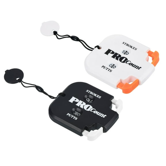 Uxcell Golf Score Counter 2 Digits Scoring Keeper Mini Golf Shot Stroke Counter, White+Orange, Black+White, 2 Pack