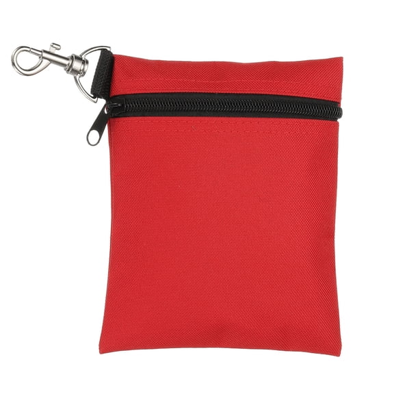 Uxcell Golf Tee Pouch 5.5" x 6.7" Professional Zipper Golf Tee Bag with Metal Lobster Claw Clip Red