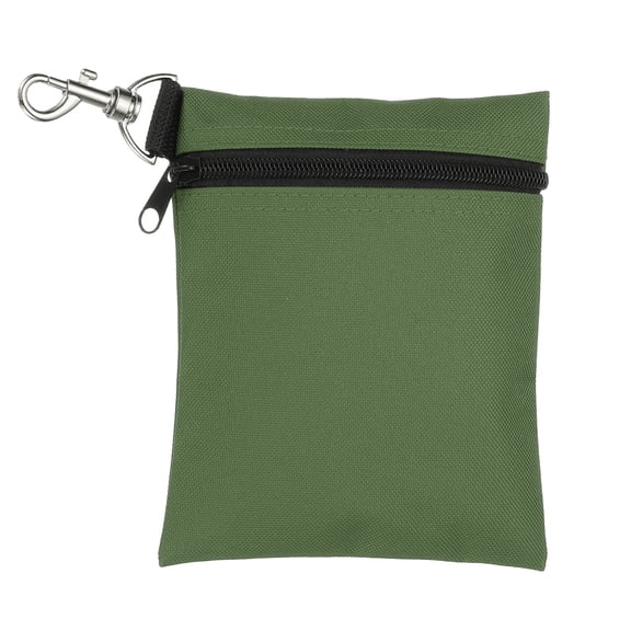 Uxcell Golf Tee Pouch 5.5" x 6.7" Professional Zipper Golf Tee Bag with Metal Lobster Claw Clip Deep Green