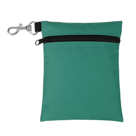 Uxcell Golf Tee Pouch, Zipper Golf Ball Bag 6.7 x 5 in with Metal Lobster Claw Clip Storage Bag Waterproof - Fit for (Tees Balls/Valuables Holder/Men Women Golf Gift) Dark Green