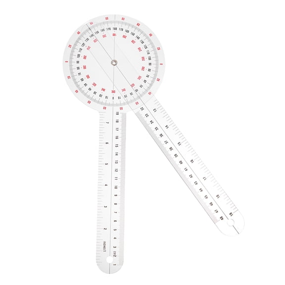 Uxcell Goniometer 12 Inch 360 Degree Plastic Protractor Transparent Angle Ruler Measuring Tool for Body Knee Joints Elbow Shoulder Hip