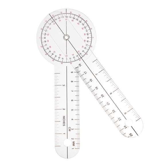 Uxcell Goniometer 6 Inch 360 Degree Plastic Protractor Transparent Angle Ruler Measuring Tool for Body Knee Joints Elbow Shoulder Hip