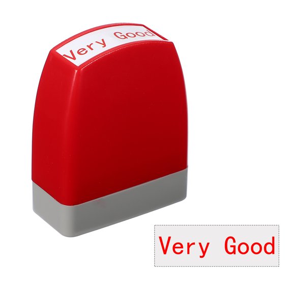 Uxcell Very Good Teacher Stamps, 2.1x1.7x0.9 Inch Homework Stamper, Teacher Grading Office Photosensitive Stamp with Red Ink for Homework Documents Checks, Red Casing