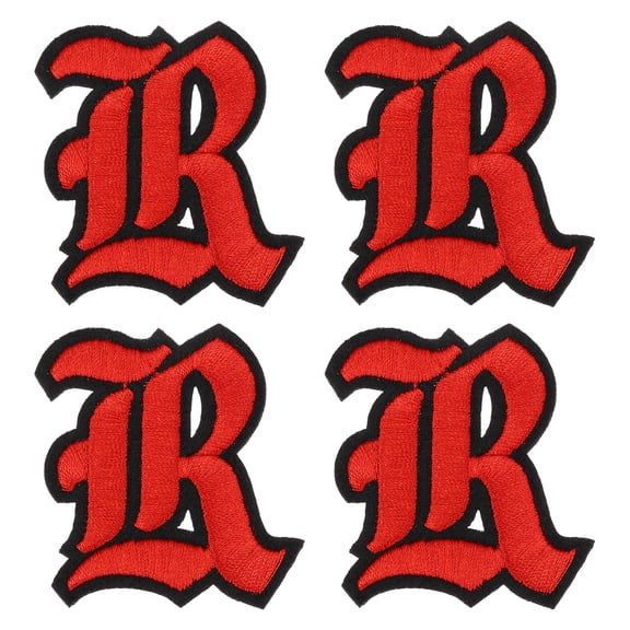 Uxcell Gothic Iron on Letter Patches, 2" Letter R Patches Sew-on Embroidered Alphabet Patch A-Z Old English Letters for DIY Clothes Jeans Jackets Bags, Red Black, 4pcs