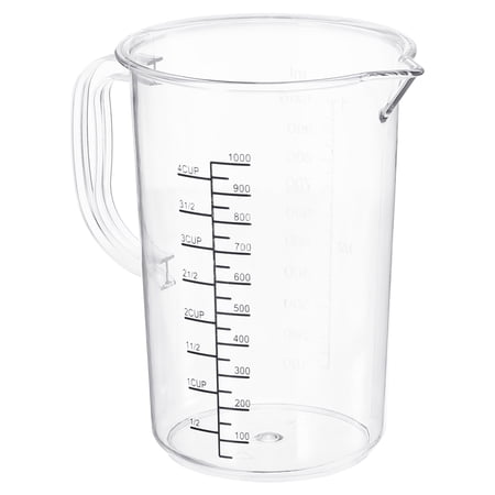 Uxcell Graduated Beaker, 1000ml PC Plastic Liquid Measuring Cup Double Sided Graduations with Handle and Spout