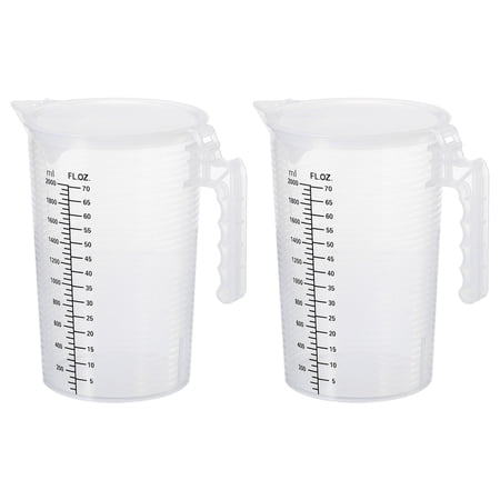 Uxcell Graduated Beaker, 2 Pack 2000ml PP Plastic Liquid Measuring Cup Double Sided Black Graduations