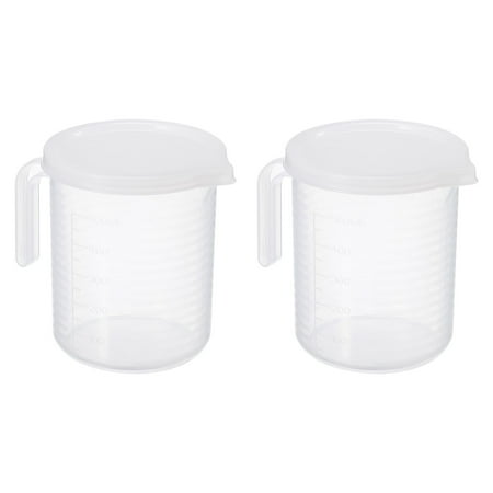 Uxcell Graduated Beaker, 2 Pack 500ml PP Plastic Liquid Measuring Cup Double Sided Graduations