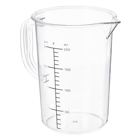 Uxcell Graduated Beaker, 2000ml PC Plastic Liquid Measuring Cup Double Sided Graduations with Handle and Spout