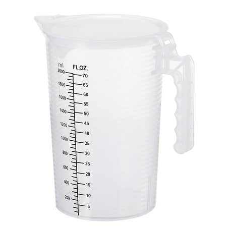 Uxcell Graduated Beaker, 2000ml PP Plastic Liquid Measuring Cup Double Sided Black Graduations