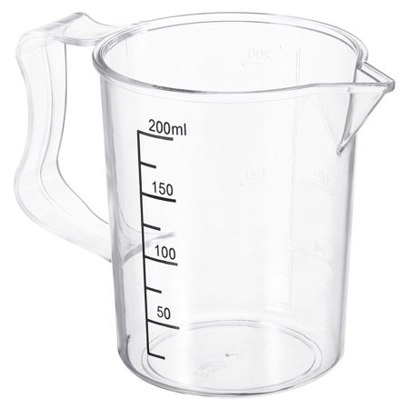Uxcell Graduated Beaker, 200ml PC Plastic Liquid Measuring Cup Double Sided Graduations with Handle and Spout