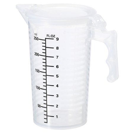 Uxcell Graduated Beaker, 250ml PP Plastic Liquid Measuring Cup Double Sided Black Graduations