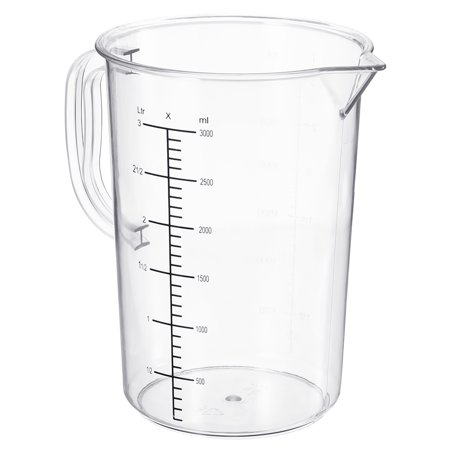 Uxcell Graduated Beaker, 3000ml PC Plastic Liquid Measuring Cup Double Sided Graduations with Handle and Spout