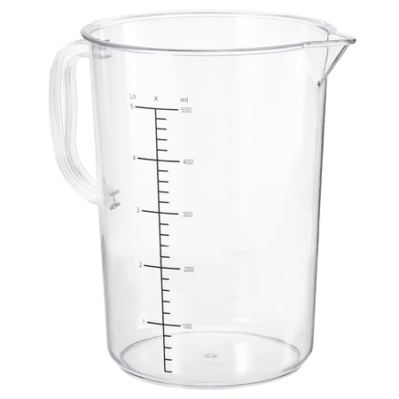 Uxcell Graduated Beaker, 5000ml PC Plastic Liquid Measuring Cup Double Sided Graduations with Handle and Spout