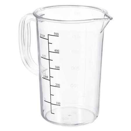 Uxcell Graduated Beaker, 500ml PC Plastic Liquid Measuring Cup Double Sided Graduations with Handle and Spout